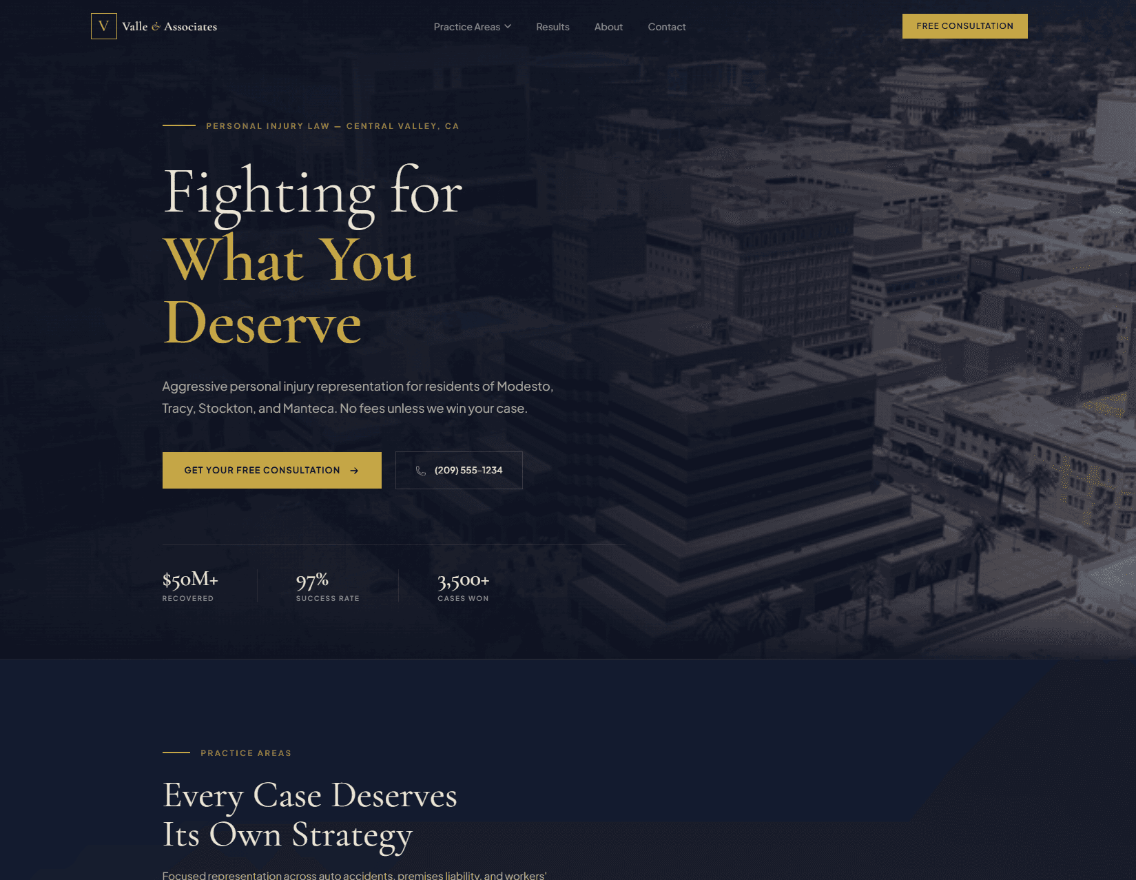 Custom law firm website concept — design demo for Central Valley attorneys